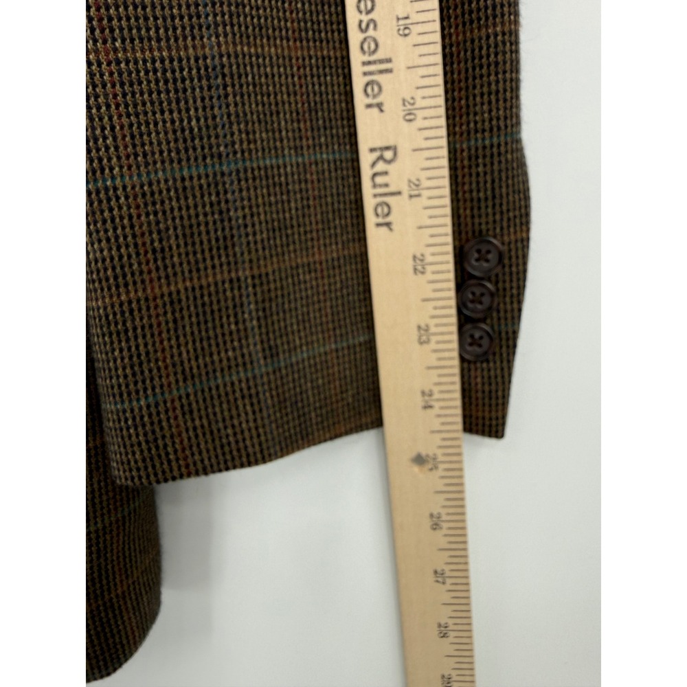 Alan Flusser Blazer Men 40R Brown Plaid Lambswool Sport Coat Professional Career - Picture 8 of 10